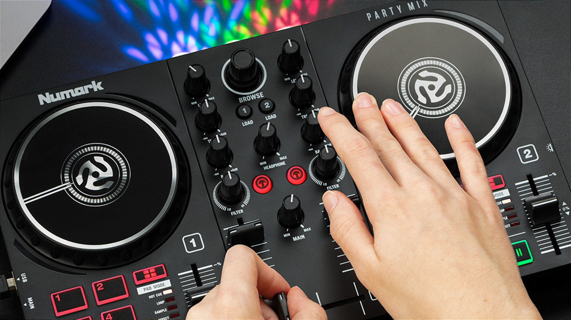 Controlador de DJ Numark Party Mix II com Show de Luzes